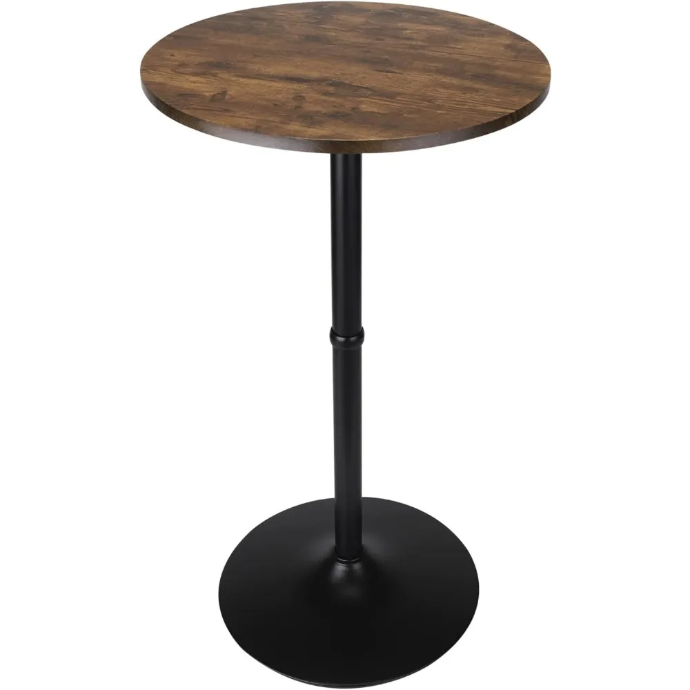 

Rustic Brown Round Bar Table 41 Inches High with Silver Leg and Base