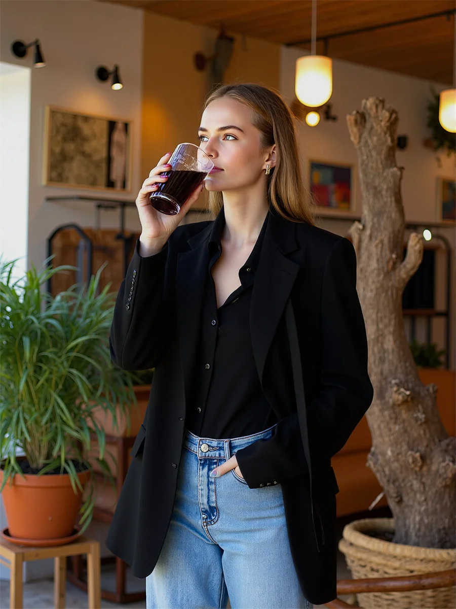 Effen klassieke blazers met enkele rij knopen voor dameskleding Dames Schuin Academisch Gloeiend Bruiloft Oprollen Sfeer Verstandelijk woon-werkverkeer