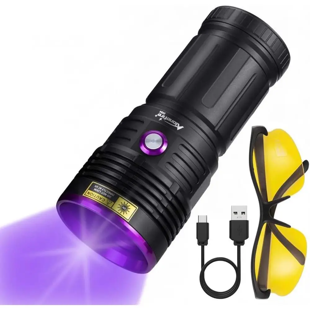 

УФ-лампа 45 Вт с зарядкой через USB-C для обнаружения мочи домашних животных, отверждения смолы, поиска скорпионов, рыбалки, работы с минералами, отверждения клея, с УФ-защитой