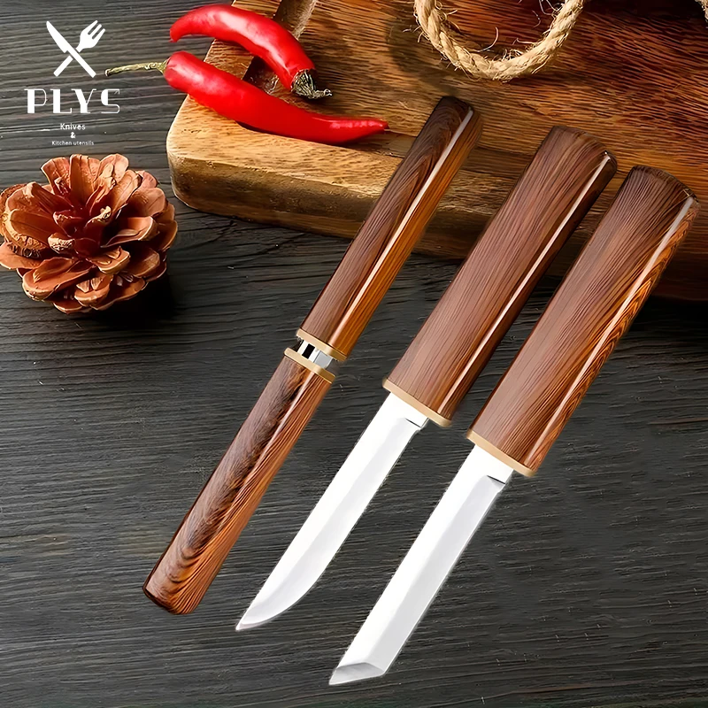 

PLYS Fruit Knife Stainless Steel Double Edge Paring Knife Travel Portable Utility Knife for Men