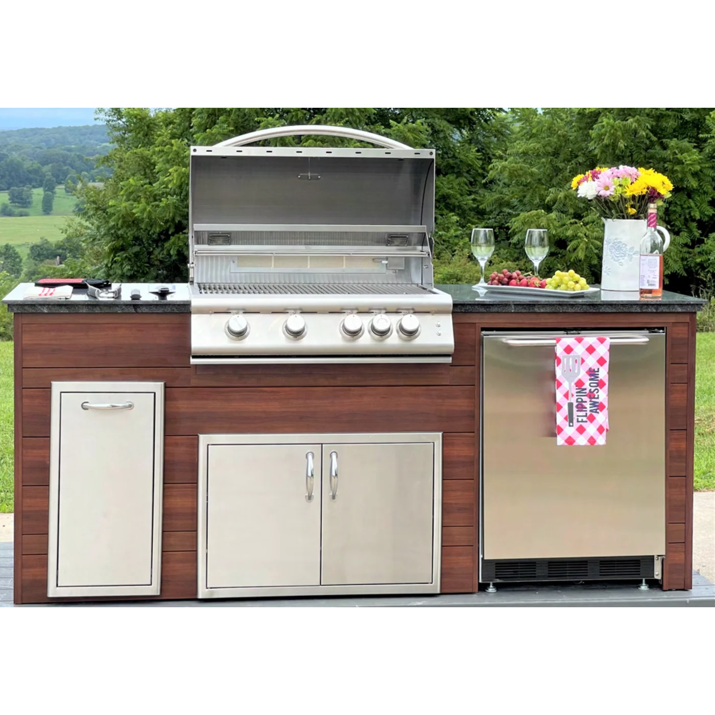 Stainless Steel Kitchen Cabinet Cheap Price Waterproof outside Metal Gas BBQ Grill