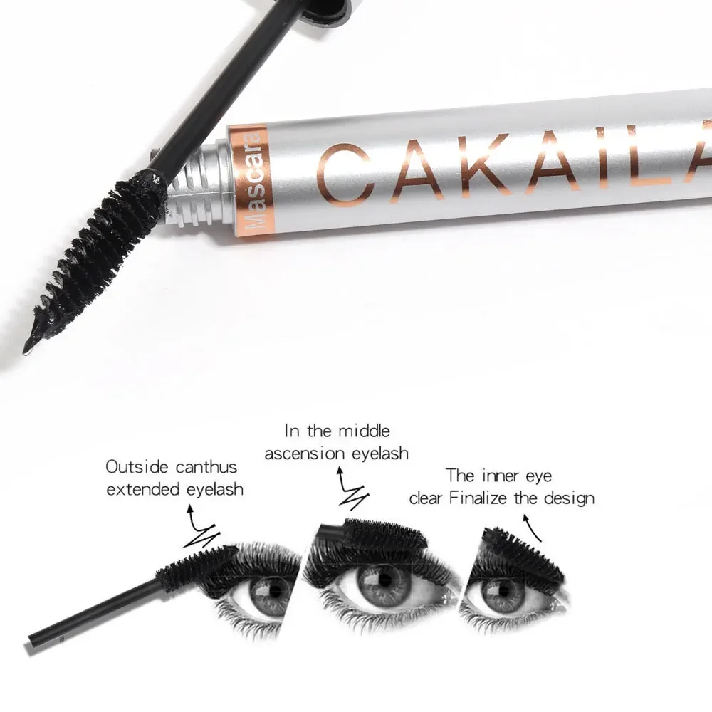 CAKAILA New Waterproof Mascara Lengthens Eyelashes Extension Black Silk Fiber Mascara Female Makeup Cosmetic Waterproof Mascara