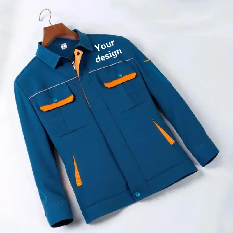 メンズワークショップ反射ストリップ付き作業服スーツ、名入れ印刷ロゴ入り、道路工事保守作業員安全ユニフォーム