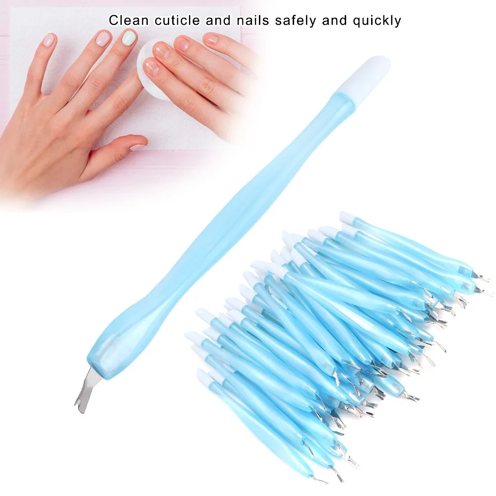 50PCS Double Head Dead Skin Trimmer V Shaped Dual Tipped Cuticle Trimmer Pearlescent Stainless Steel Dead Skin Cleaner Nail Art
