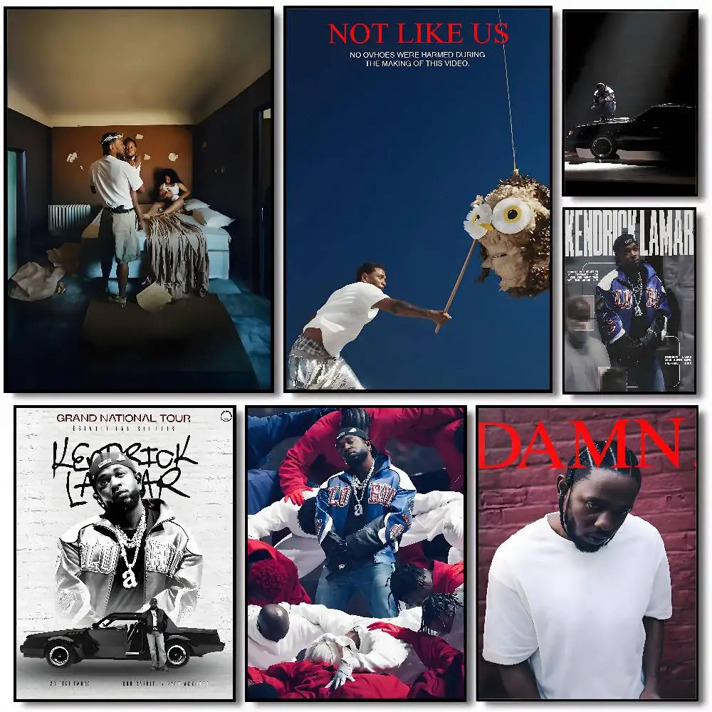 K-Kendrick Lamar Rapper Poster Gallery Prints Self Adhesive Home Decor Decoration Wall Decals Living Room Sticker