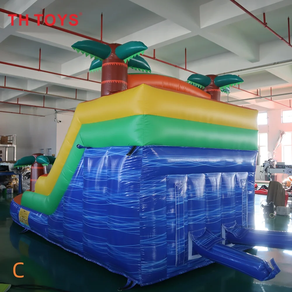 2026 new design Palm Tree inflatable Water Slide Inflatable bouncy slide with Pool for children