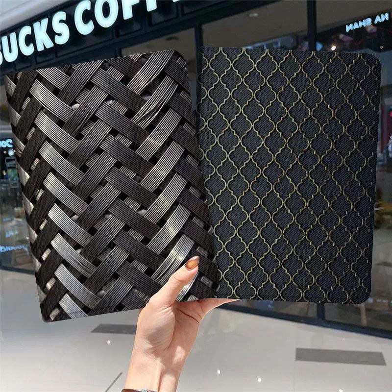 

Woven Pattern Black Design For Samsung Galaxy Tab A7 A A8 A9 A11 S6 S11 10.1 10.4 10.5 Inch Lite PLus Soft Tablet Case Gift