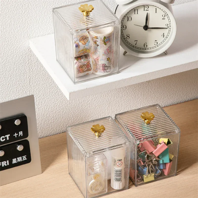 Makeup Storage Organizer Bathroom Jar Cotton Swab Storage Acrylic Square Container Cotton Puff Storage Box Cosmetic Cotton Box