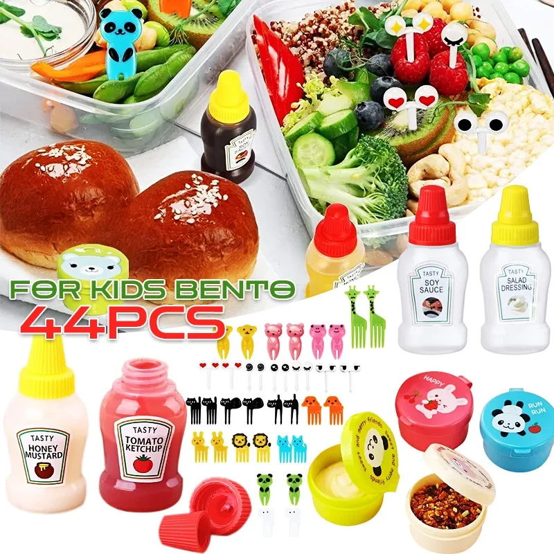 

Mini Seasoning Sauce Bottle Food Fruit Pick Fork Sauce Containers Portable Sauce Container Lunch Box Accessories Decor Tools