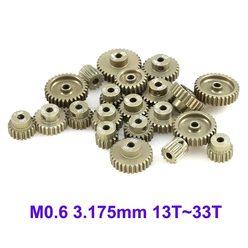 M0.6 3.175mm 13T 15T 17T 18T 20T 22T 24T 28T 30T 33T Aluminum Alloy Metal Pinion Motor Gear For 1/10 RC Model Car