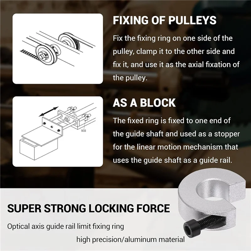 Y17A Linear Rail Limit Fixing Rings, 8Pcs 12Mm SBR12 Linear Rail Stop Collars Anti-Collision Block Stopper Fixing Rings