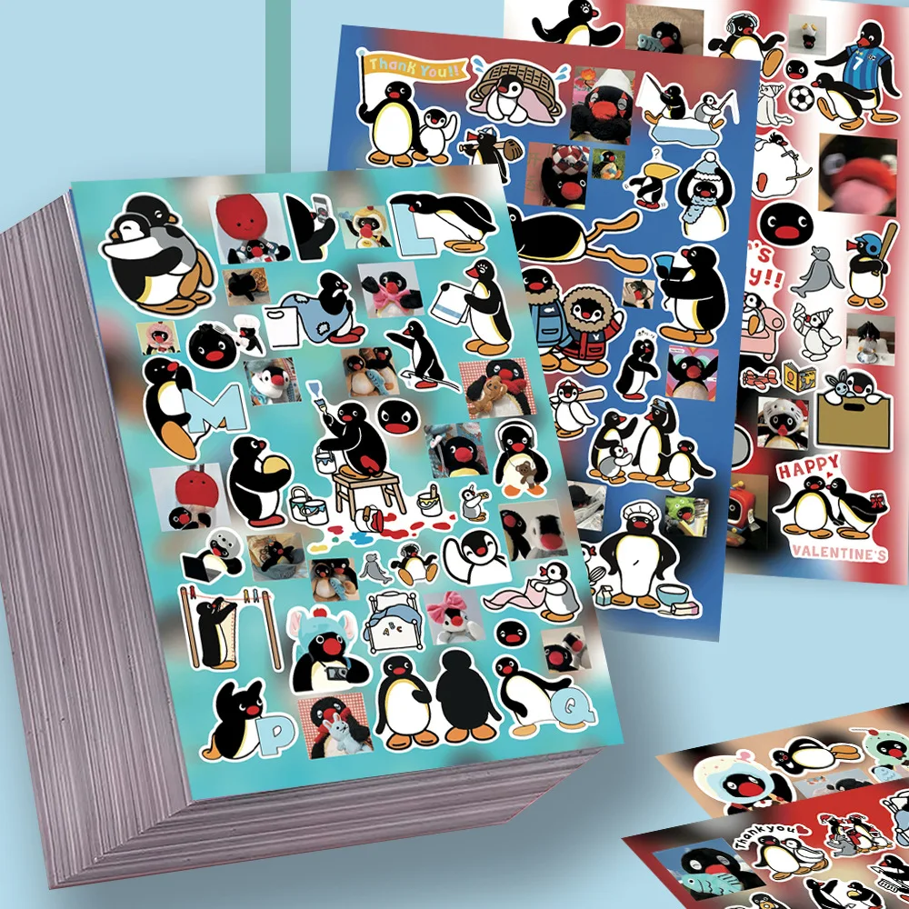 8pcs Pingu Penguin Die Cut Stickers High Aesthetic Cartoon Graffiti Phone Case Collage Material Waterproof Decals Diy Craft