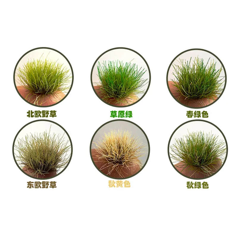 6pcs Miniature Static Grass Height 10mm Cluster Tuft Needle Toys for Railway Train Layout/DIY Model Making/Wargame/Diorama/Decor