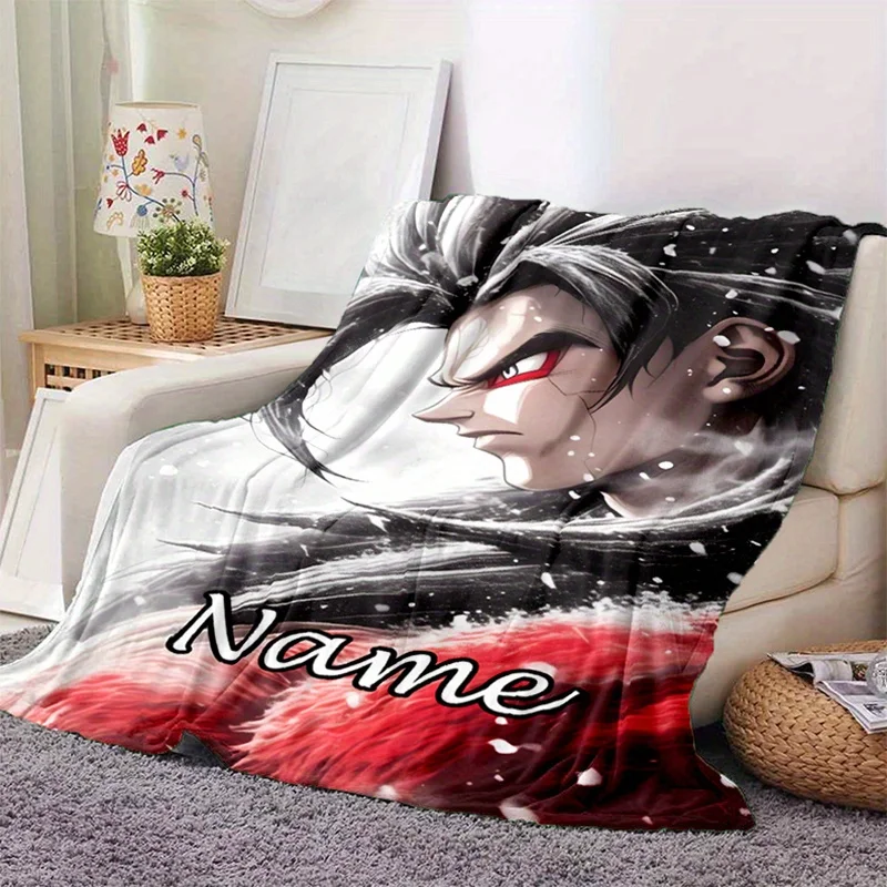 Customized Name Anime Style Blanket Soft and Warm Flannel with Vivid 3D Printing Design Perfect for Embracing Nights Sofa Bedroo