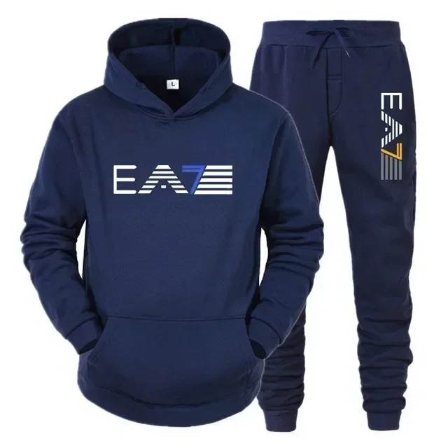 

2026 New autumn and winter men's and women's hooded sweatshirt + pants 2-piece set, fashionable outdoor casual men's sportswear