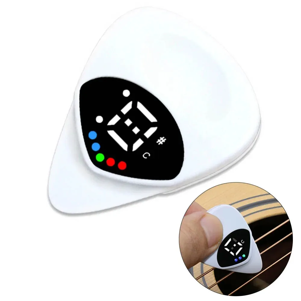 Portable Guitar Pick & Tuner Combo Real Time 2-in-1 Folk Guitar & Ukulele Tuner Professional Monitoring Electric Digital Tuner