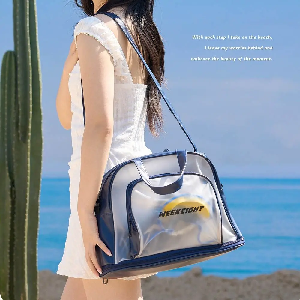 Large Capacity PVC Swimming Bag Waterproof Wet Dry Separate Compartment Beach Pool Bag Large Washing Transparent Design