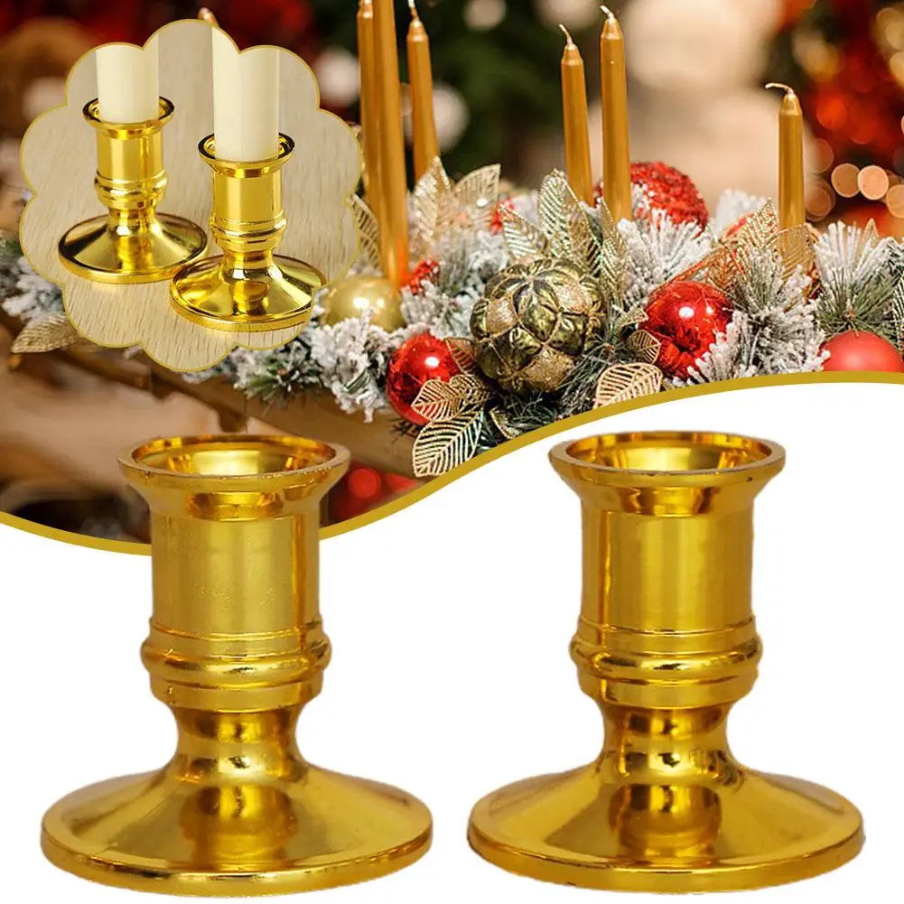 2pcs Traditional Shape Taper Standard Plastic Candle Holders Candlestick Wedding Dinner Decor for Electronic Candles For Party