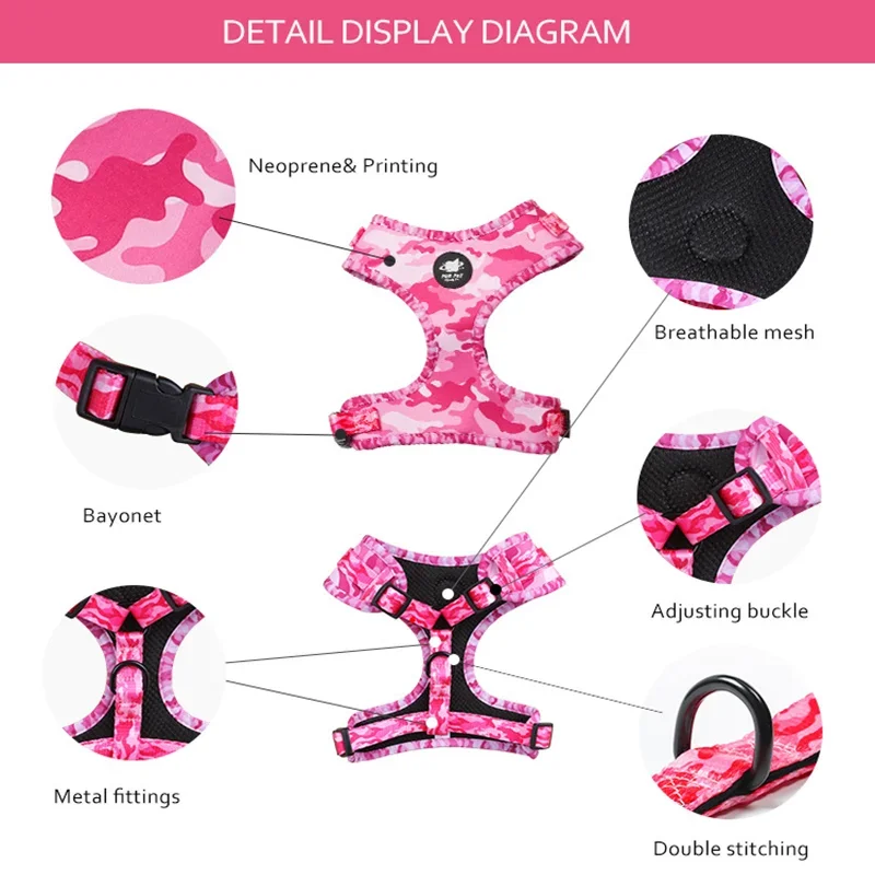 Pet Harness Vest Collar Leash Set Adjustable Collar Poop Bag Holder Dog Bowtie Triangle Scarf Set Accessories