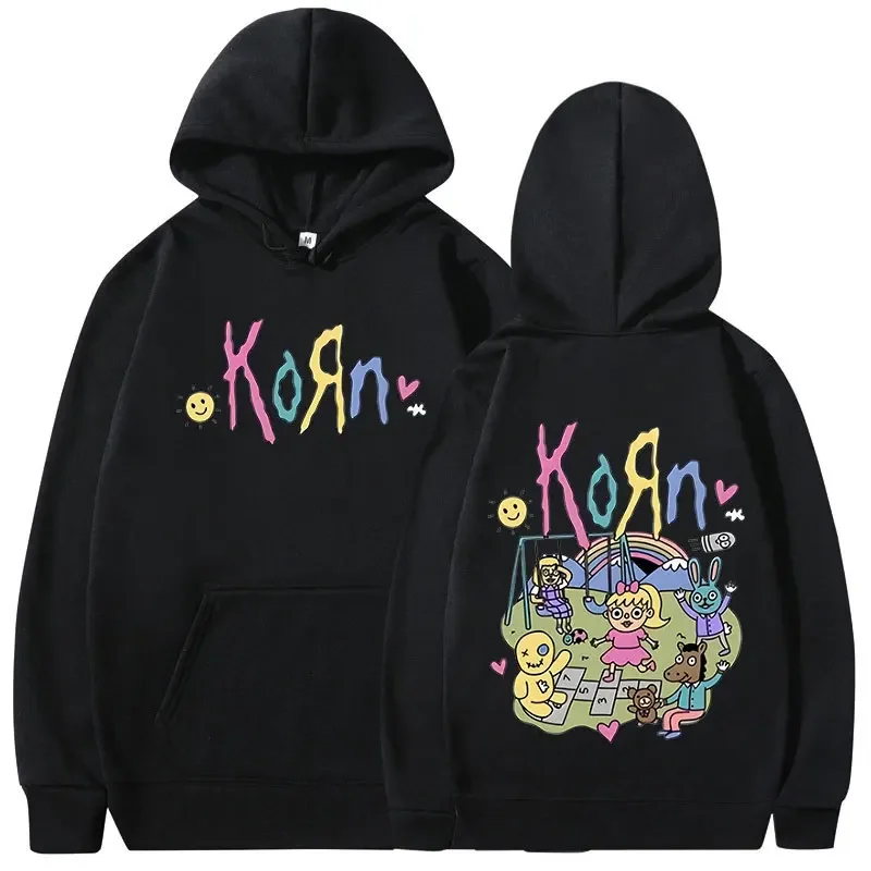 Korn Cartoon Rock Band Music Album Hoodie Men\'s Women\'s Vintage Metal Gothic Oversized Sweatshirt Streetwear Long Sleeve Hoodies