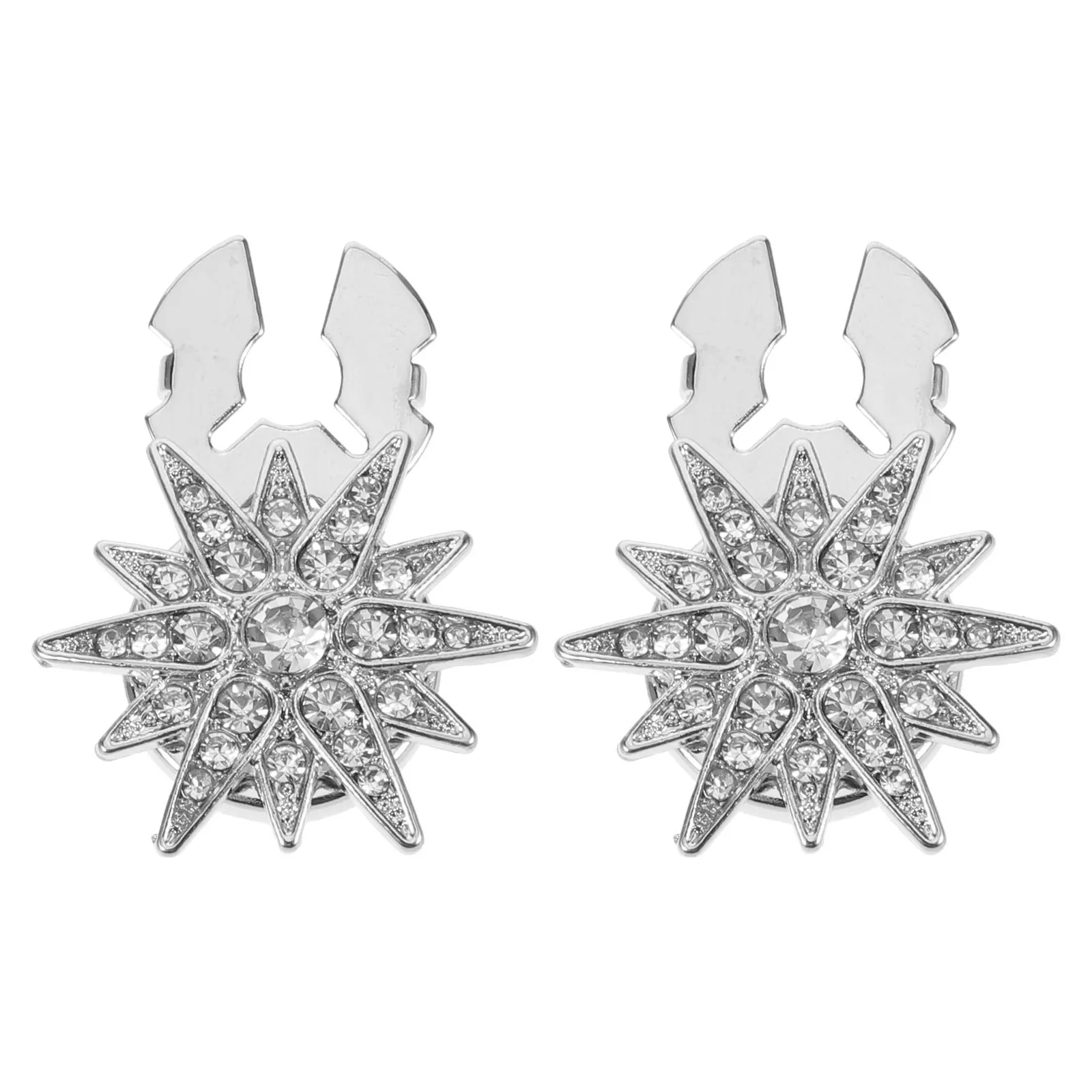 

2Pcs Star Shape Rhinestone Button Covers Metal Clip-on Decorative Embellishments for Shirts Jackets Sparkly Accessories
