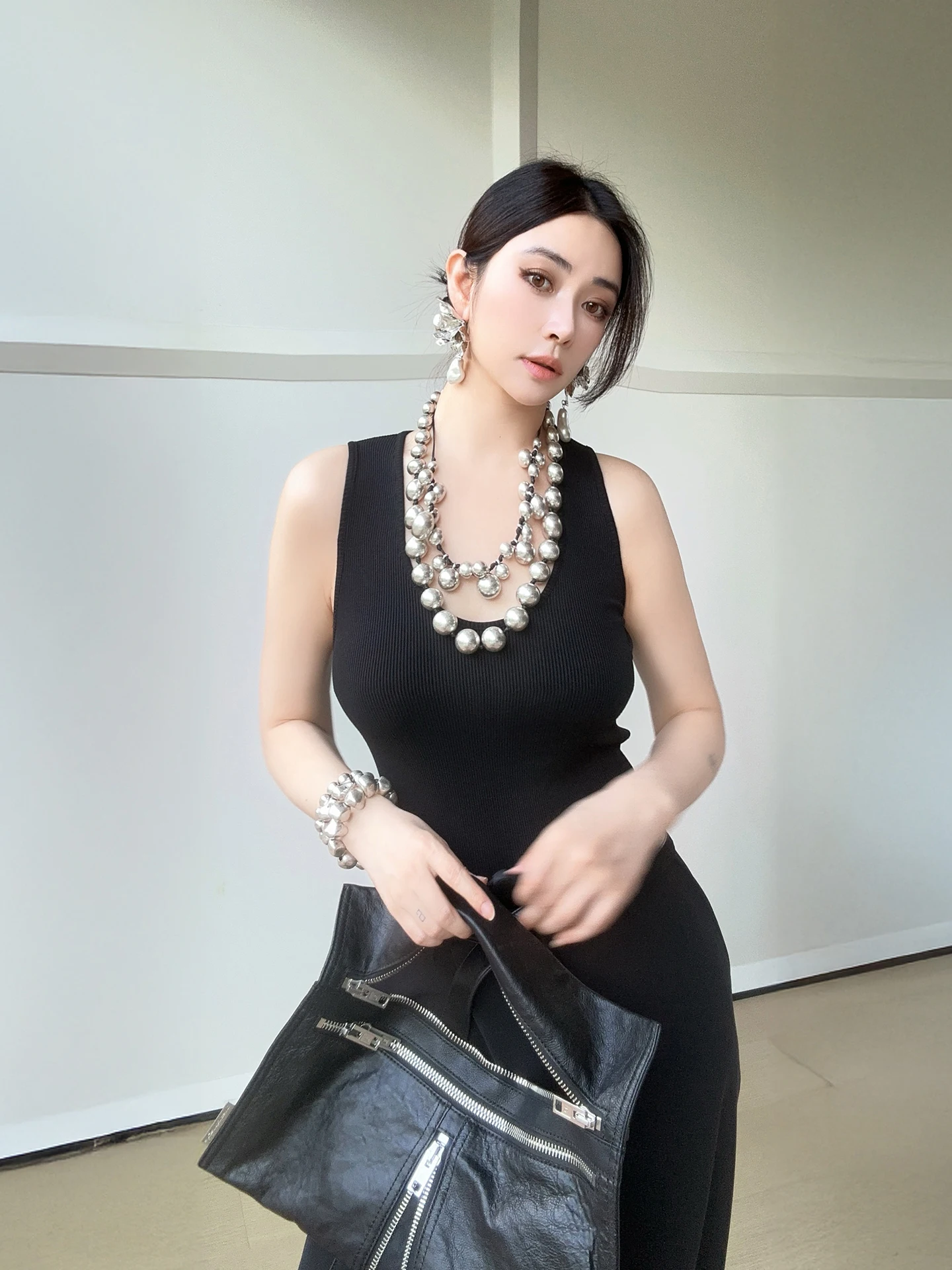 

Bla Casual Sle One-Piece Pants Loose Wide Leg Slimming Loose Feelings High-End Sensation Long Pants mid Waist Design