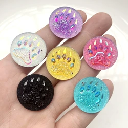 Super bright 25mm round mineral face bear claw pattern resin flat back sewing scrapbook DIY jewelry earrings set Rhinestone