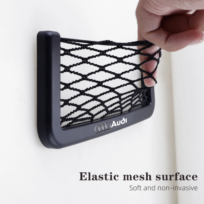 1Pcs Car Storage Net Pocket Mesh Organizer Accessories For Audi Sline A3 A1 A4 B8 B7 A6 C7 A5 A7 A8 B9 B6 C6 Q2 Q3 Q5 Q7 Q8 TT