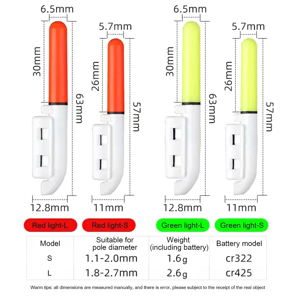 Nocne wędkowanie elektryczne pływaki światło Luminous akumulator CR425 3.7V zestaw ładowarek USB boja narzędzia Bobber Pesca Tackle — zdjęcie 4