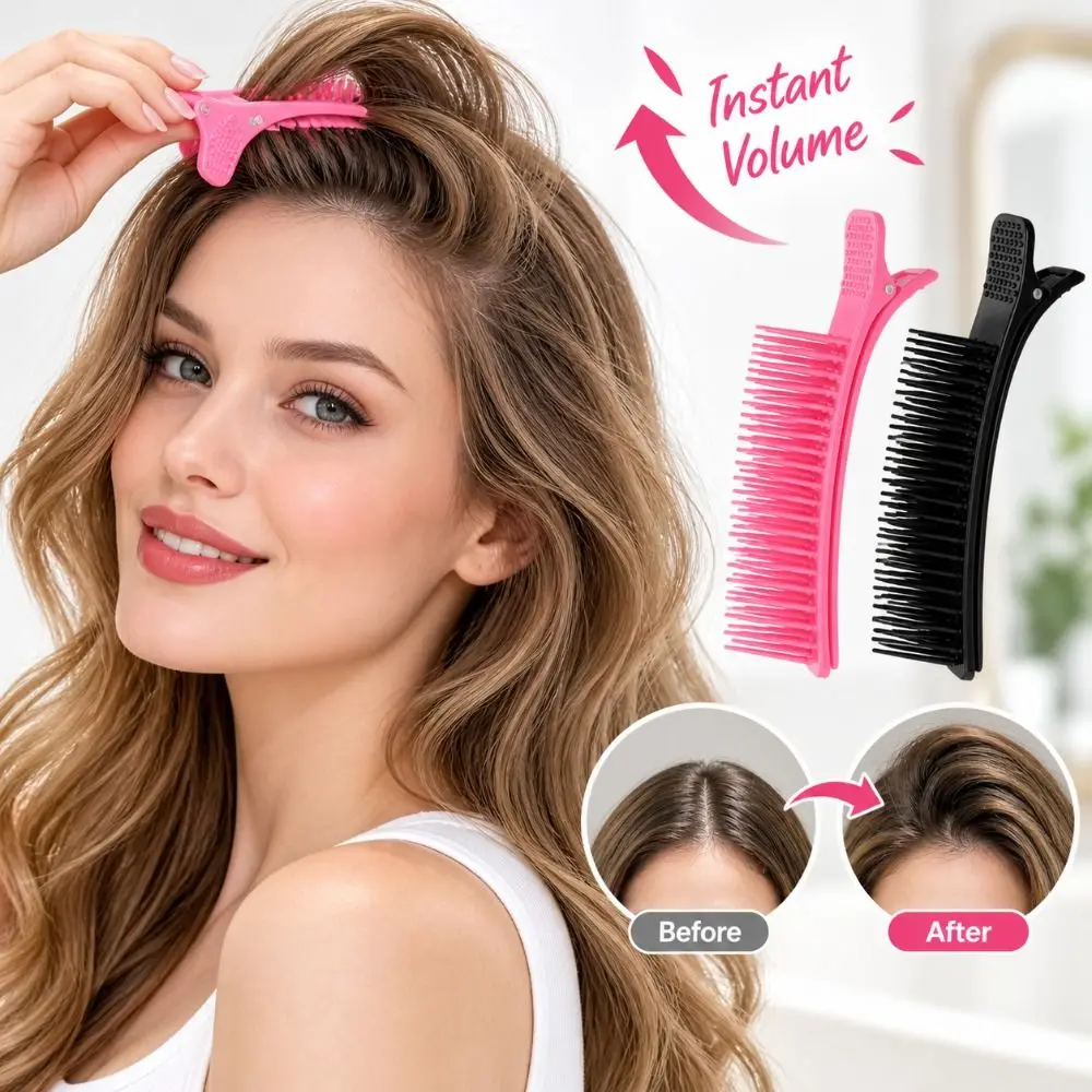 Plastic Hair Section Clips Non Slip Grip with Built-In Combs Hairdressing Clips Comb Attachment Curved Dyeing Hair Clips