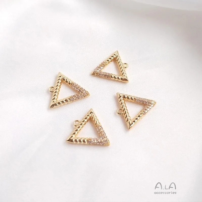 14K Gold-encrusted Zircon Pentagonal Star Heart-shaped Four-leaf Clover Geometric Triangular Round Pendant DIY Pendant Earrings
