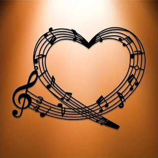 Room Decoration 1 Piece Music Symbol Heart Carving, Wrought Iron High Note Wall Art, Elegant Farmhouse Metal Hanging, Suitable f