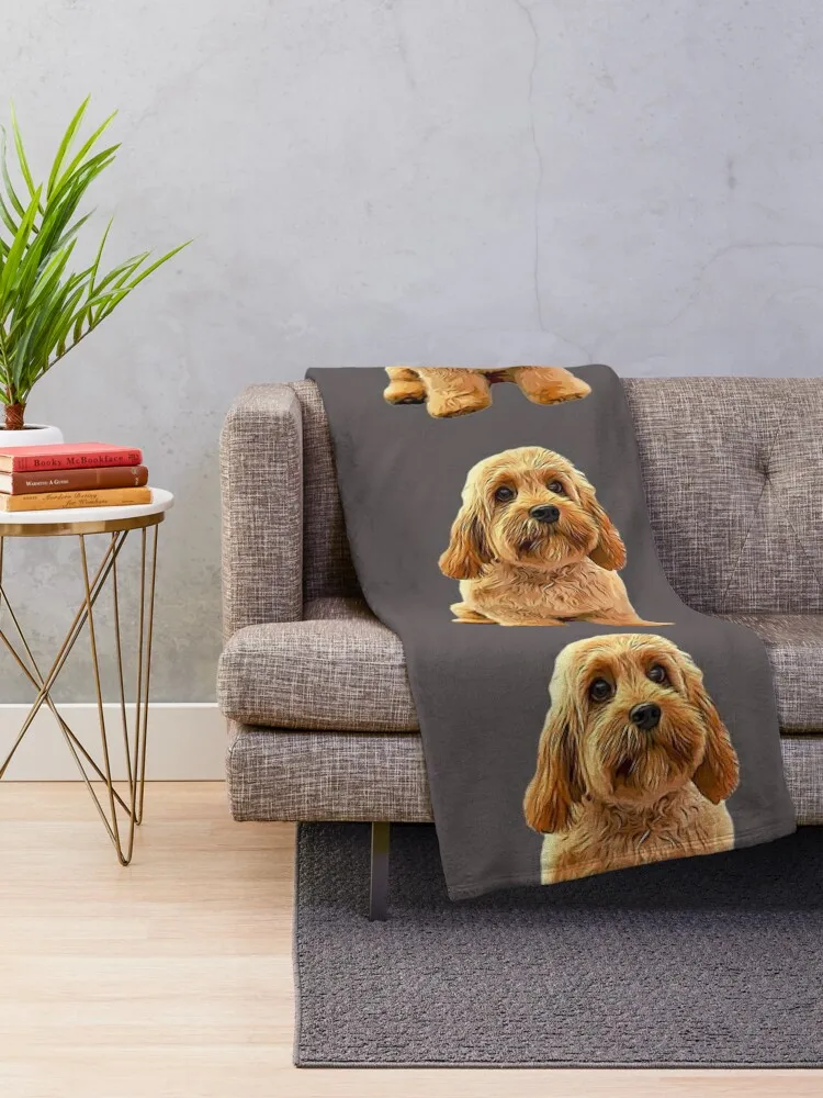 Cavapoo Doodle Cavoodle Cockapoo Goldendoodle Labradoodle Puppy Dog Throw Blanket bed plaid cosplay anime Polar blanket