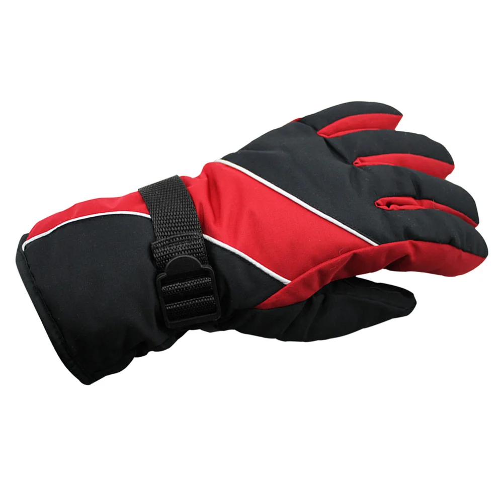 

Men's Water Resistant Windproof Snow Protection Adjustable Buckle Winter Sportswear Ski Gloves Red Contrast Design