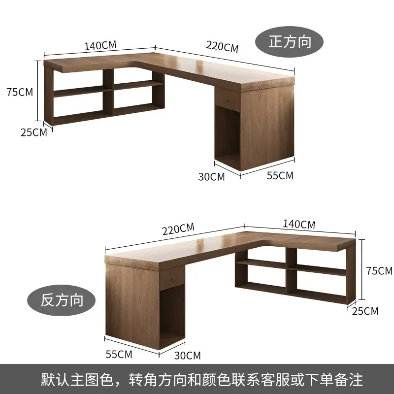 D4 Corner Solid Wood Desk Bookshelf Bedroom Pegboard Long Workbench Office Large Board L-Shaped Computer Desk Desktop