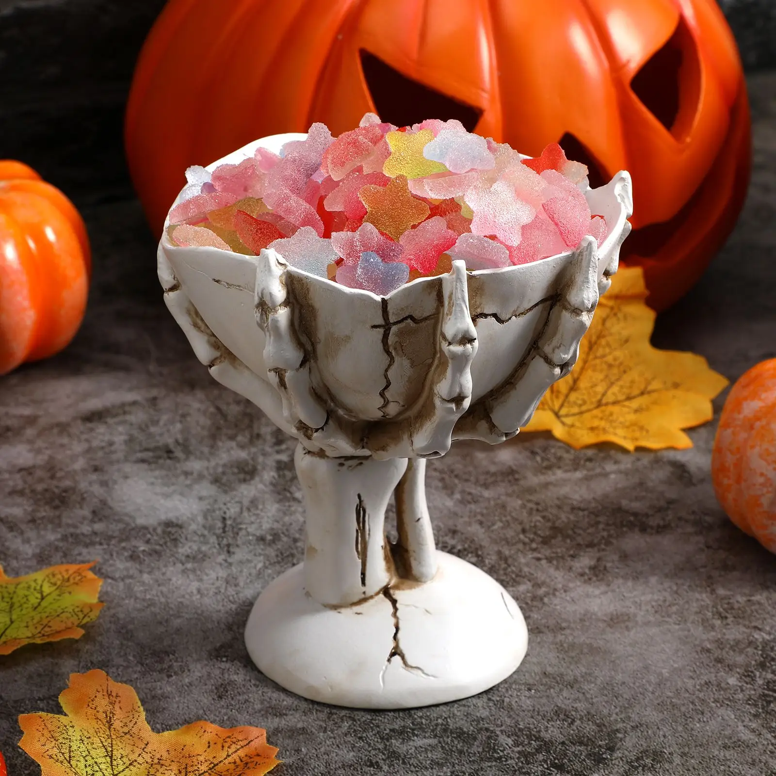 1 Piece Halloween Candy Bowls Hands Candy Dish White Skull Bowl Rustic Halloween Serving Dish Figurines