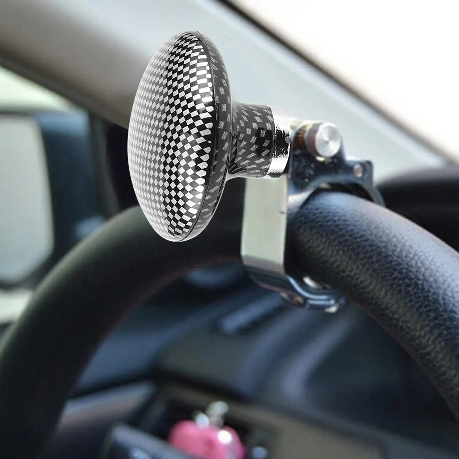 Carbon Fiber Steering Wheel Spinner Knob 90° Rotatable for Steering Wheels Under 32mm Universal Labor-Saving Handle for Car