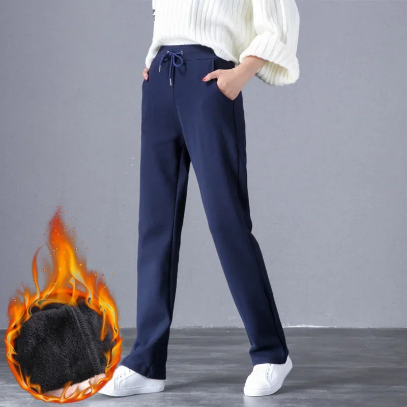 

Casual Winter Add Velvet Jogger Pants Women Large Size Thicken Plush Lined Sweatpants Casual Loose High Waist Pantalones De