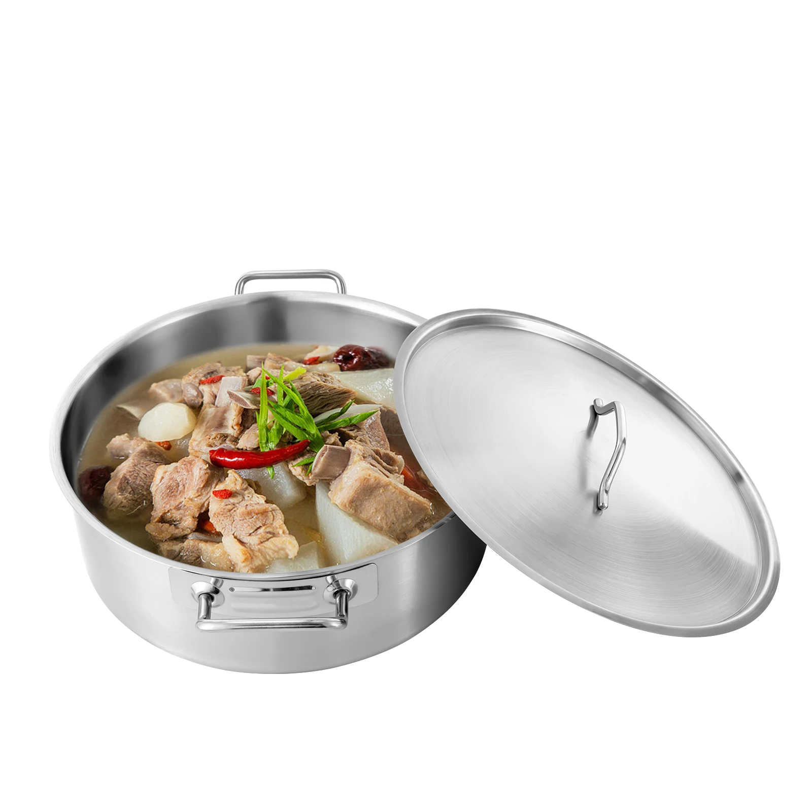 

Stainless Steel Stockpot (11 Quart) Composite Bottom Double Handle Cooking Pot with Lid Multiple Purpose Kitchen Tool