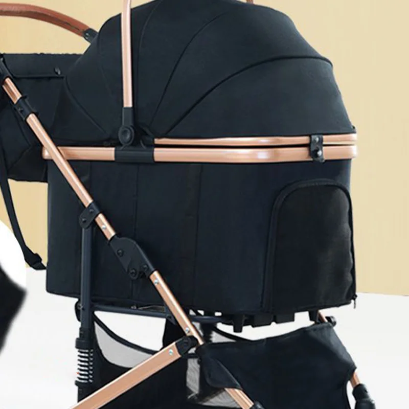 Haustier-Kinderwagen für kleine, mittelgroße Hunde und Katzen, tragbarer, faltbarer Outdoor-Haustierwagen mit 6 Stoßdämpfungen, 4 Rädern und verstellbarem Griff