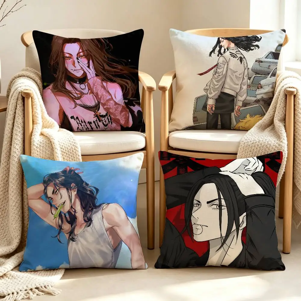 B-Baji K-Keisuke Tokyo R-Revengers Customizable Square Pillow case Double Sided Print Sofa Bedroom Decor Cushion Cover