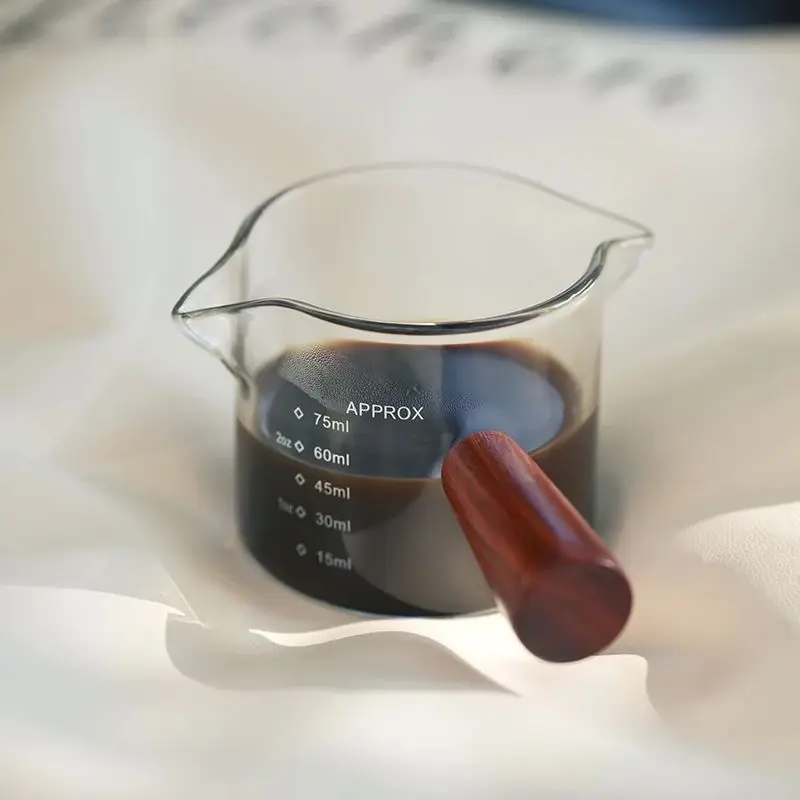 Double Pour Spout Heat Resistant Glass Measuring Cup Coffee Cup High Borosilicate Glass 75ml Espresso Transfer Cup Milk Cup
