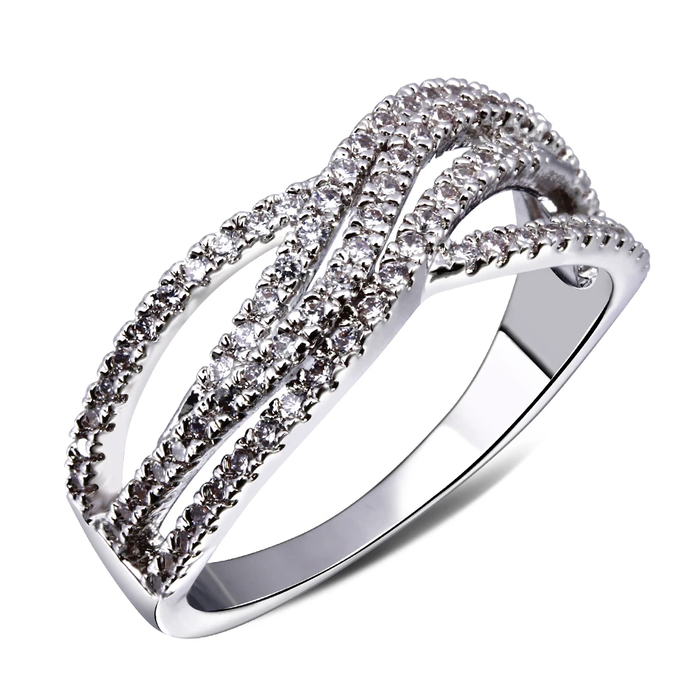 

Big Discount Ring Pave Full Shiny White Cubic Zircon White Trendy Beautiful Jewelry For Women