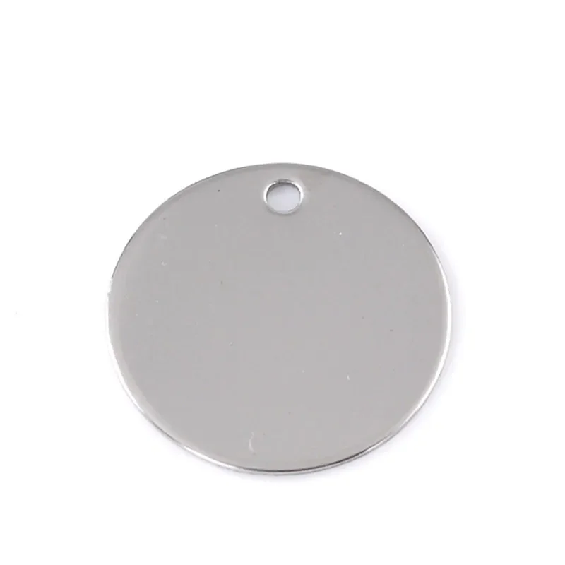 400Pcs Silver Tone Round Smooth Blank Stamping Tags Stainless Steel Pendants Jewelry 20mm DIY Findings