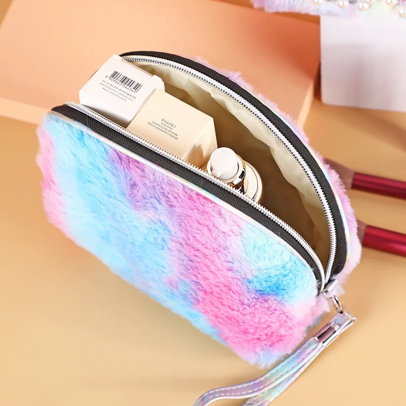 Fashion Plush Cosmetic Bag Women Girls Fluffy Cute Travel Makeup Case Beauty Organizer Portable Female Toiletry Storage Pouch