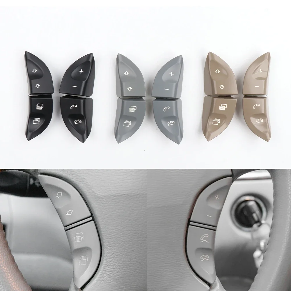 1 Pair Car Steering Wheel Switch Control Buttons Cover Multi-function Switch Buttons for Mercedes-Benz S CL Class W220 W215