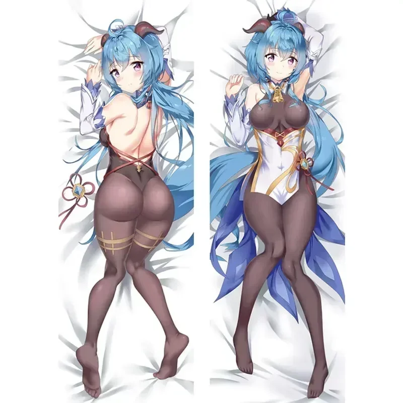 60x180cm Anime Genshin Impact Ganyu Skin Peach 2WAY Dakimakura Case Two-sided 3D Print Bedding Hugging Body Pillow Covers Gift