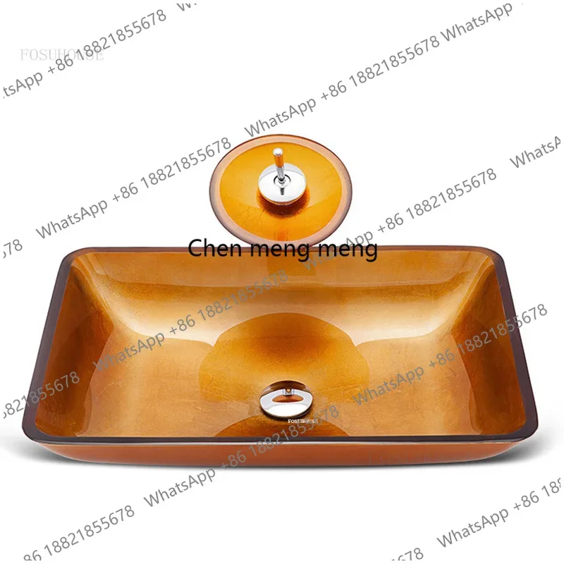 YL Household Rectangular Washbasins Light Luxury Bathroom Sinks Modern Toilet Washing Sink Tempered Glass Above Counter Basin