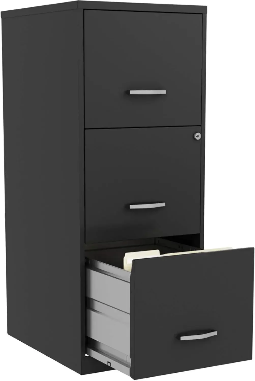 Three Drawer Locking Steel Filing Cabinet Pre Assembled Space Saving Design For Home And Small Office Letter Size Assembled In N