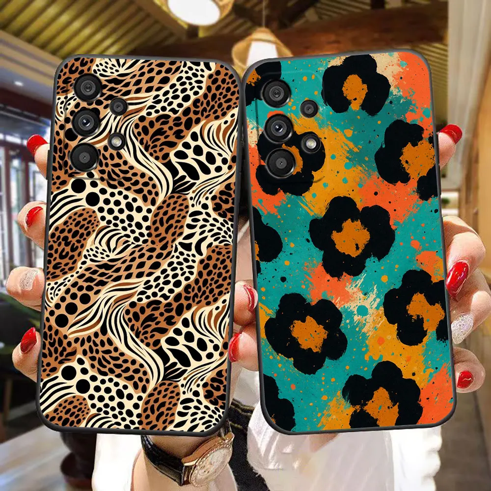 Leopard Print Phone Case For Samsung A73 A72 A71 A57 A56 A55 A54 A53 A52 A37 A36 A35 A32 A23 A22 A17 A16 A14 A33 A34 A15 Case